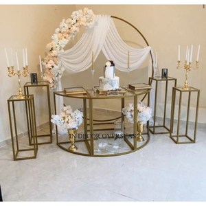 Métal de la meilleure qualité plaqué or de haute qualité et verre clair fabriqué à l'unique styliste pièce maîtresse de mariage fourniture de décoration de table - Product Image 2