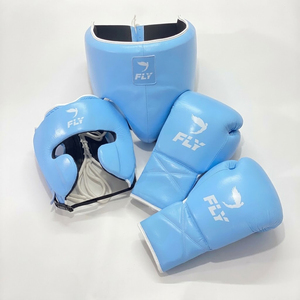 Nouvel ensemble professionnel de gants de boxe en cuir, protège-tête et protège-glande, respirant et durable, pour la boxe de combat - Product Image 1