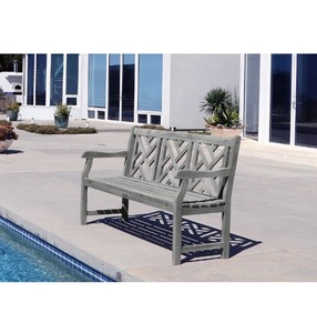 Banc d'extérieur en bois de couleur grise fabriqué en Indonésie - Product Image 2