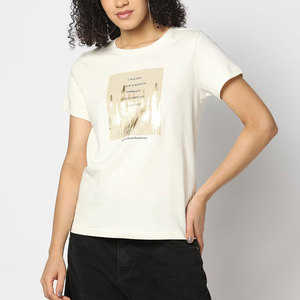 T-shirt à manches courtes pour femme, col rond, imprimé avec une citation inspirante, motif herbe, coton léger, vêtement décontracté - Product Image 1