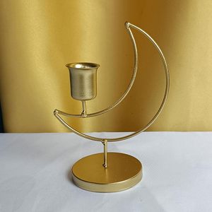 Classic Tall Handmade Gold-Plated Aluminium Wire <b>Tea</b> Light <b>Candle</b> Holder Stand Factory Wholesale Latest Moon Home Decoration - Product Image 3