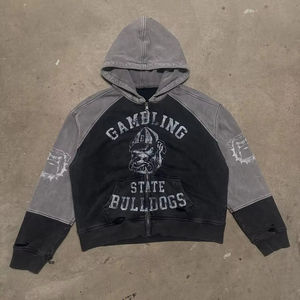 Sweat à capuche personnalisé avec logo pour homme, poids lourd, 100% imprimé, manches à panneaux, streetwear, style hip-hop, tissage au crochet pour le printemps - Product Image 1