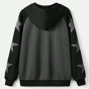 Couleur d'épissure vintage de qualité supérieure pour hommes surdimensionnée Hoodie-100 % coton lourd Streetwear polaire String Zip pour l'hiver XS - Product Image 2