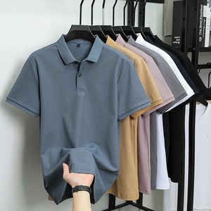 Polo de manga corta de algodón 100% de gama alta para hombre, camiseta transpirable de verano con solapa, camiseta informal Coreana de color sólido a la moda Paul - Product Image 6