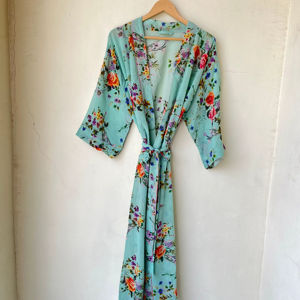 Robe Kimono élégante en soie à imprimé floral pour femmes, longue et courte, couverture fluide, cadeau de fête de mariage, vacances, vêtements de détente d'été - Product Image 4