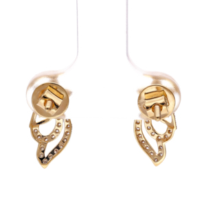 Boucles d'oreilles créoles de luxe bicolores à motif floral étoile en laiton argenté avec feuille pavé pour mariage féminin - Product Image 4