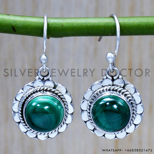 อัญมณีมรกต925ต่างหูเงินสเตอร์ลิงเครื่องประดับราคาขายส่ง - Product Image 2