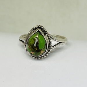 แหวนเทอร์ควอยซ์สีเขียว925แหวนเงินสเตอร์ลิงทำด้วยมือแหวนดีไซน์เนอร์แหวนโบฮีเมียนแหวนแต่งงานสำหรับเธอ - Product Image 4