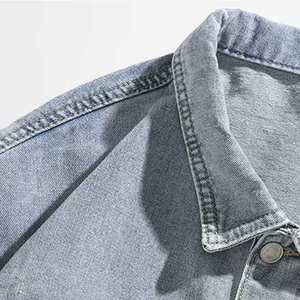 Veste en jean d'hiver personnalisable avec logo embelli-Taille XL Veste en jean délavé déchiré de haute qualité - Product Image 4