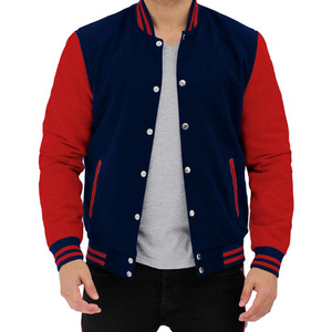 Veste universitaire pour hommes avec patchs universitaires brodés Veste Letterman pour hommes avec poignets et ourlet en tricot côtelé rayé - Product Image 2