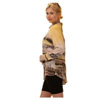 Chemise Femme en Voile de Coton Imprimé Numérique sur le Thème Zèbre et Madagascar