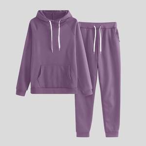 Ensemble deux pièces de sport décontracté à la mode pour hommes automne hiver nouveau sweat à capuche de couleur unie + pantalon taille S-3XL grande taille respirant - Product Image 5