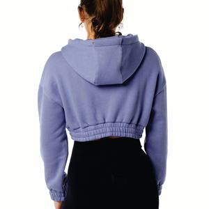 Sudadera recortada de moda para mujer, ropa informal de invierno con cremallera de cuello alto y capucha corta - Product Image 5