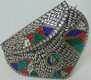 Envelope Box Black White Personalized Women Handbag Custom Color Mosaic Metal Clutch Tribal Boho Bag Ethnic - Product Image 2