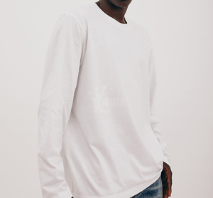 100% algodón de alta calidad sudadera de manga larga para hombres cómodo cuello redondo Top personalizado Hip Hop estilo sólido camisa de manga larga - Product Image 3