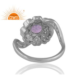 Nuevo diseño de patrón plata esterlina chapada en paladio tanzanita Natural y topacio blanco anillo de piedras preciosas joyería personalizada para regalo de mujer - Product Image 2
