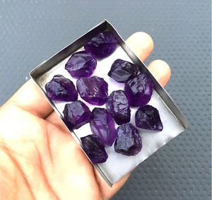 Handmade 10 Piece Set 18-20 MM <b>Amethyst</b> Rough Natural February Birthstone Gemstone <b>Raw</b> Size Loose Gemstones for Jewelry Making - Product Image 1