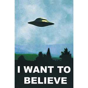 Póster 'I Want to Believe' de OVNI sobre lienzo con marco negro, decoración de pared - Product Image 2