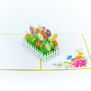 Carte de vœux 3D multicolore en forme de fleur et d'arbre pour cadeaux et souvenirs Artisanat artisanal en papier - Product Image 1