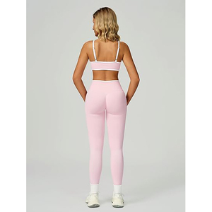 Ensemble de vêtements de sport pour femmes, soutien-gorge et leggings sans couture, taille haute, extensible, respirant, pour le yoga et l'entraînement - Product Image 2