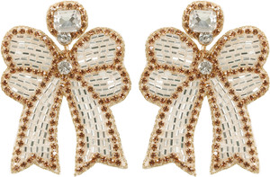 Handmade Bow <b>Drop</b> <b>Earrings</b> Seed Bead Embroidery Multicolor Beaded Jewelry Custom Size Unisex <b>Bridal</b> Wedding Party Statement - Product Image 3