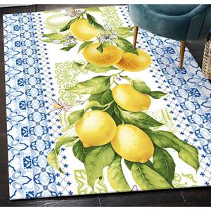 Tapis imprimé citron - Décoration estivale moderne pour cuisine, salle de bain, couloir, avec tapis à poils doux - Product Image 1