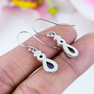 New Arrival 925 Sterling Silver Dangle <b>Earrings</b> for Women Natural Rainbow Moonstone Pear Shape <b>Citrine</b> Wedding Party Gift - Product Image 3