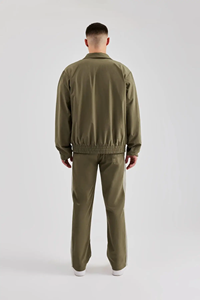 Custom logo <b>Nylon</b> Panel Funnel Neck Track Jacket & Jogger Khaki Soft <b>Fabric</b> Tracksuit for men - Product Image 2