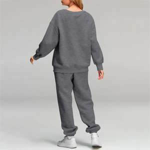Conjunto de 2 piezas de lana de algodón para mujer, precio económico al por mayor, Diseña tu propio chándal para mujer, traje de jogging con logotipo personalizado - Product Image 4