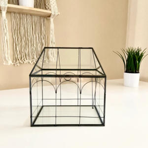 Hecho a mano moderno geométrico terrario tamaño personalizado AK artesanías Popular hogar boda decoración Metal exterior piso florero vidrio - Product Image 4