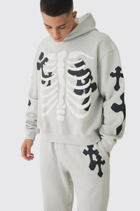Survêtement d'hiver lourd pour hommes 100% coton avec impression bouffante Logo personnalisé Sweat à capuche respirant Plus Size Options - Product Image 4