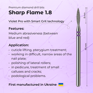 Diamond <b>Nail</b> <b>Tool</b> Sharp Flame 1.8mm Violet PRO Cuticle Drill Bit - Product Image 3