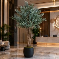 Árbol de Eucalipto Artificial, Planta Verde Artificial en Maceta, Árbol Decorativo Realista para Decoración de Interiores del Hogar