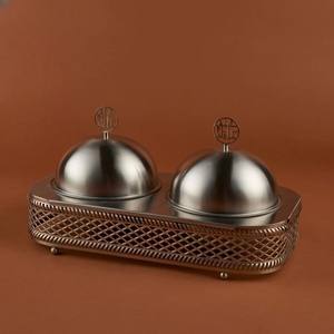 Premium Quality Disposable Black Arabic Date <b>Bowl</b> <b>with</b> <b>Lid</b> & Stand Aluminum Kitchen Serveware for Middle East Use - Product Image 2