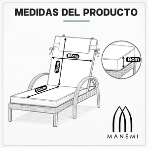 <b>Outdoor</b> Garden <b>Chair</b> <b>Cushions</b> 120x55x8cm Lightly Water Repellent with Foam Filling Fastening Straps Comfortable <b>for</b> <b>Outdoor</b> Use - Product Image 3