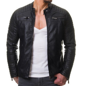 Veste en cuir pour hommes de haute qualité Veste en cuir de moto marron vieilli - Product Image 1