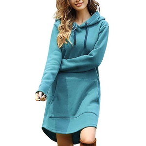 Women's Casual & Streetwear Winter Long Hoodie <b>Dress</b> <b>Plus</b> <b>Size</b> Fashion <b>Knitted</b> Plain Hoodie <b>Dress</b> 100% Cotton - Product Image 5