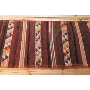 Vintage Runner Rug, 2.6x8.2 ft Turkish Rug, <b>Brown</b> Ombr <b>Wool</b> Rug - Product Image 3