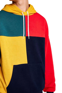 COI New Design Color <b>Block</b> Thick Cotton Hoodies Custom Distressed Vintage Washed Men <b>Waffle</b> Knit Hooded Pullover Hoodie - Product Image 4