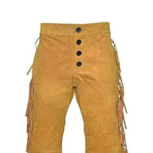 Pantalon pour homme de style nouveau, pour usage extérieur, lavé, de qualité supérieure, couleur unie, franges en daim, pantalon en cuir pour homme à prix avantageux - Product Image 3