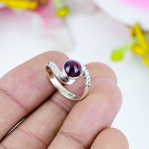 Nouvelle arrivée grenat naturel pierres précieuses bijoux bague Vintage argent plaqué bijoux 925 en argent Sterling bijoux faits à la main bague - Product Image 3