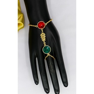 Pulsera nupcial con anillo de dedo chapado en oro, joyería india, Colección nupcial, joyería artificial - Product Image 1