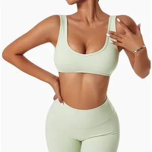 Soutien-gorge de sport personnalisé de haute qualité pour femmes Sexy Cross Back Crop Top Wire-Free Yoga Gym Friendly Comfy Spandex Cute Set - Product Image 2