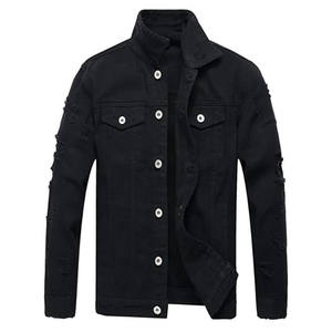 Premium <b>Men's</b> Plus Size Clothing Customized Vintage Oversized <b>Denim</b> <b>Jacket</b> <b>Black</b> Cotton Factory Price Autumn Stock Low MOQ - Product Image 1