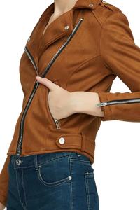 Veste bomber en cuir véritable pour femme, nouvelle collection automne-hiver, respirante, finition en coton, noir, marron, veste de moto tendance pour femme - Product Image 4