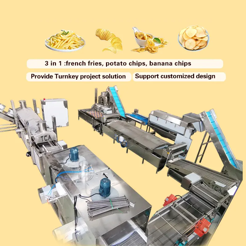 TCA kualitas tinggi kecil sepenuhnya otomatis renda industri komersil kentang membuat mesin pengolahan lini produksi untuk dijual