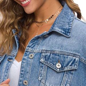 Chaqueta vaquera personalizada para mujer con botones de latón Chaquetas vaqueras de gran tamaño para mujer Precio barato de alta calidad - Product Image 3