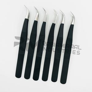 Pinzas de extensión de pestañas de Punta plateada negra Premium RMI, pinzas de extensión sostenibles, pinzas de pestañas impresas con diseño - Product Image 6