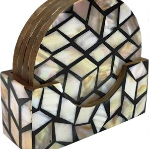 Vente chaude ensemble de 4 sous-verres personnalisés en bois de nacre de couleur naturelle pour usage domestique - Product Image 2