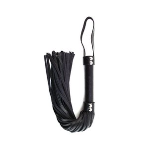 Flogger en cuir 100 chute véritable cuir de vache noir poignée tressée BDSM Couples <span class=keywords><strong>Sex</strong></span> Toy fouet robuste Flog